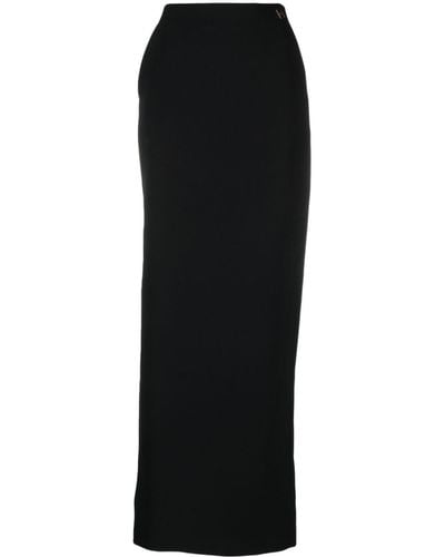 Elisabetta Franchi Falda larga de crepé con abertura lateral - Negro