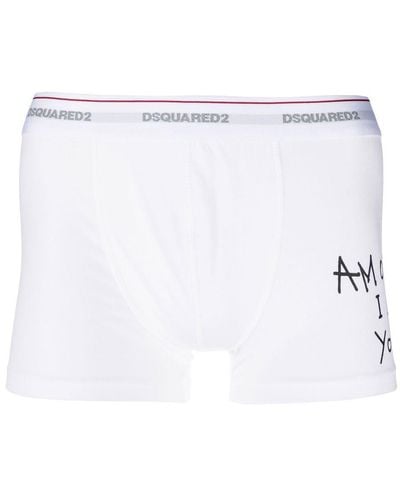 DSquared² Slogan-print Logo-waistband Boxers - White
