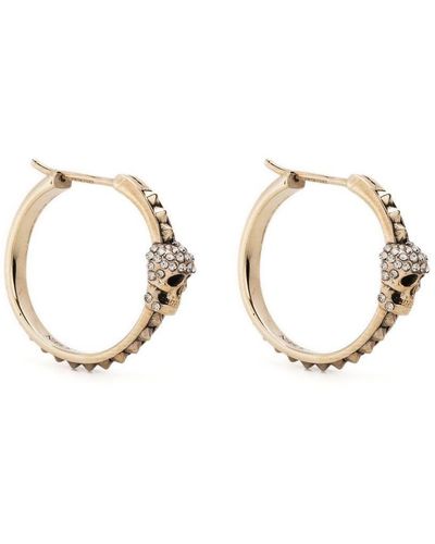 Alexander McQueen Hoop Earrings With Crystals Skull - Natural