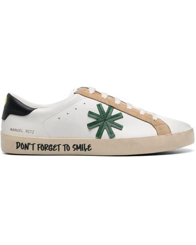 Manuel Ritz Patch-detail Leather Trainers - White