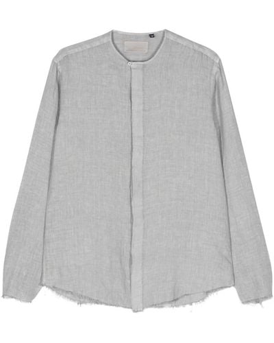 Costumein Frayed-edge Linen Shirt - Grey