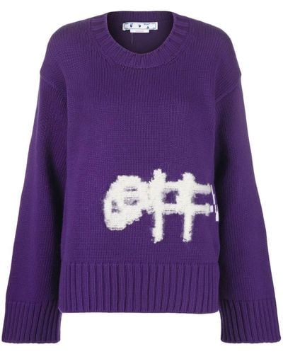 Off-White c/o Virgil Abloh Logo Intarsia Sweater - Purple