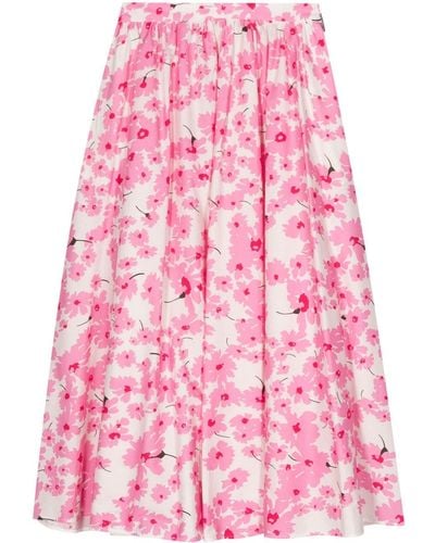 MSGM Floral-print Midi Skirt - Pink