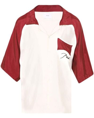 Rhude Chemise en coton à logo brodé - Rouge