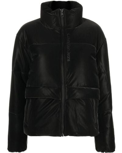 Calvin Klein Logo-print Funnel-neck Jacket - Black