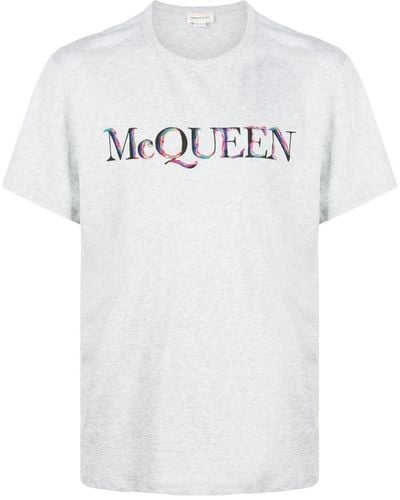 Alexander McQueen T-shirt Met Geborduurd Logo - Grijs