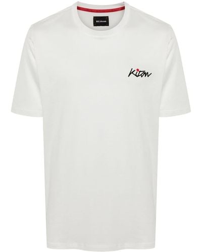 Kiton Flocked-logo cotton T-shirt - Weiß