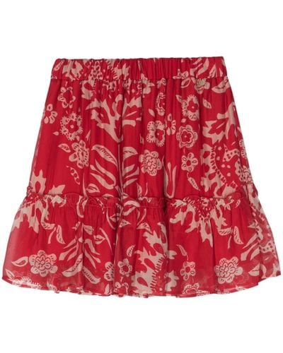 Liu Jo Floral-print chiffon miniskirt - Rosso