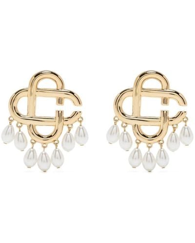 Casablancabrand Pearl-drop Logo Earrings - Metallic