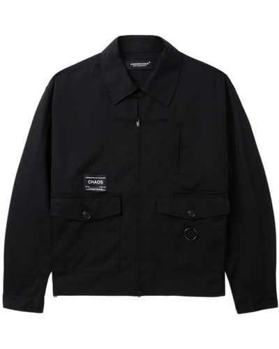 Undercover ロゴパッチ ツイルシャツジャケット - ブラック