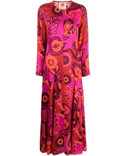 FARM Rio Maxi-jurk Met Bloemenprint - Rood