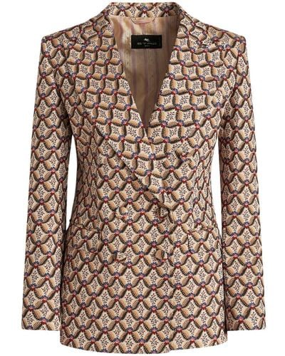 Etro Floral-jacquard Double-breasted Blazer - Brown