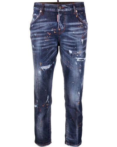 DSquared² Cropped Denim Jeans - Blue
