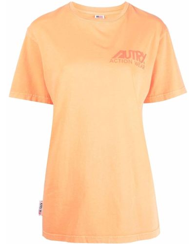 Autry Logo-print Cotton T-shirt - Orange