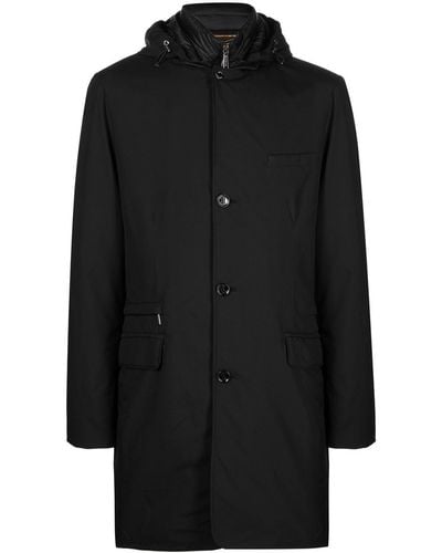 Moorer Manteau boutonné à capuche - Noir