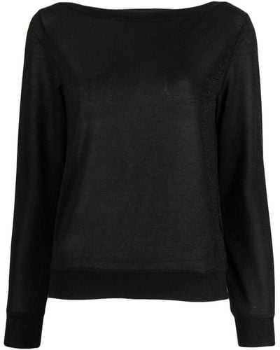 Patrizia Pepe Long-sleeve Lurex Sweater - Black