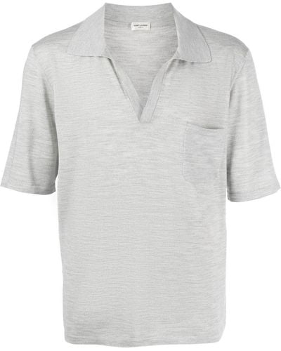 Saint Laurent Spread-collar Wool Polo-shirt - Gray