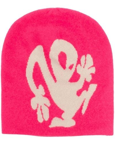 Frenckenberger Graphic-print Detail Knit Beanie - Pink