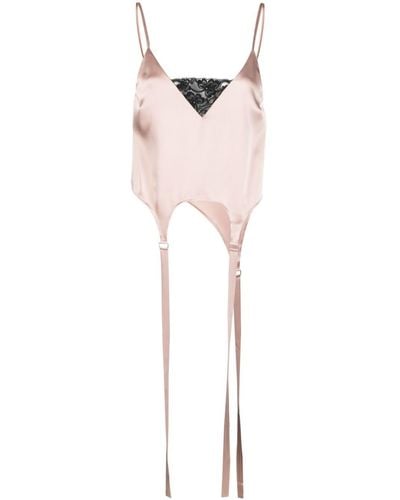 Ssheena Lace-panel Satin Camisole Top - Pink