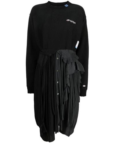 Maison Mihara Yasuhiro Vestido camisero con logo bordado - Negro