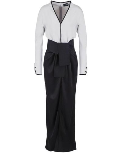 Giorgio Armani V-neck Knot-detail Silk Midi Dress - Black