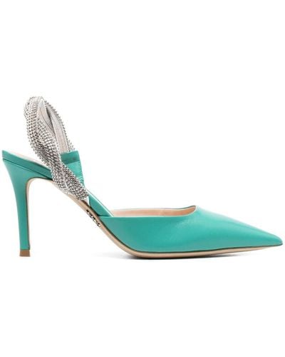 Rodo 95mm Crystal-embellished Leather Pumps - Green
