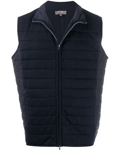 N.Peal Cashmere Zip Front Padded Gilet - Blue