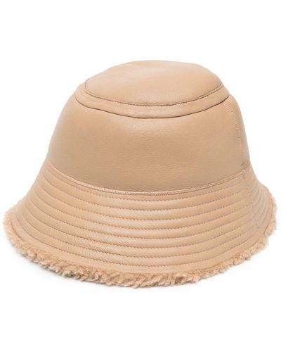 Yves Salomon Reversible Leather Bucket Hat - Natural