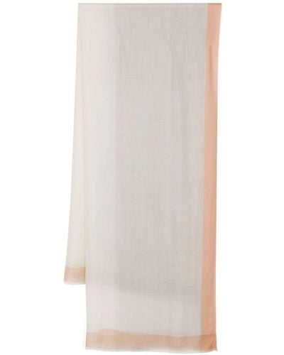 N.Peal Cashmere Contrasting-border cashmere scarf - Blanc