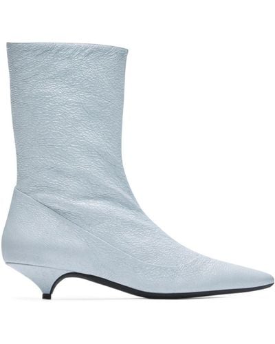 N°21 Textured-leather Ankle Boots - Blue