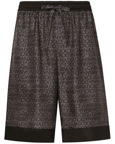 Dolce & Gabbana Logo-print Silk Shorts - Grey