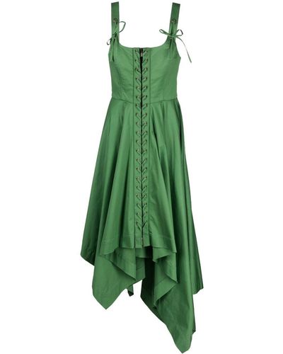 Monse Lace-up Asymmetric Midi Dress - Green