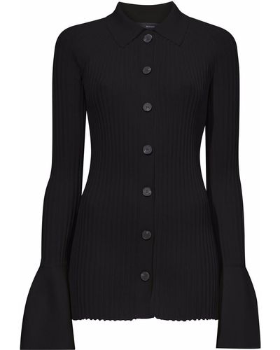 Proenza Schouler Rib-knit Collared Cardigan - Black
