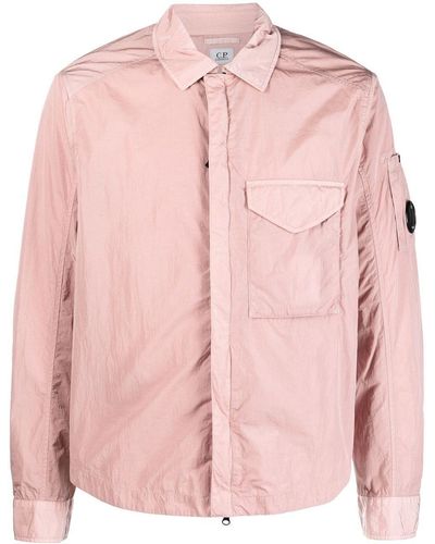C.P. Company Giacca-camicia con applicazione lente - Rosa
