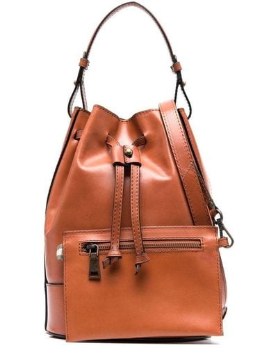 Officine Creative Saddle Leather Drawstring Bucket Bag - Orange