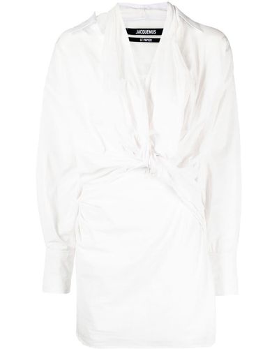 Jacquemus Vestido corto con detalle de nudo - Blanco