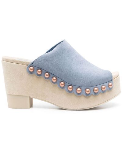 Pedro Garcia Dami Stud-embellished 100mm Clog Sandals - Blue