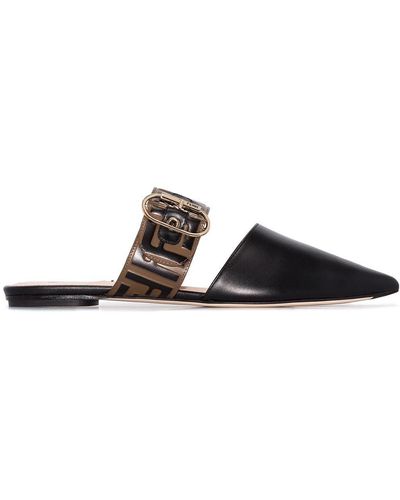 Fendi logo pearly outlet slide mule