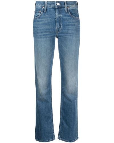 Mother The Smarty Trousers High-rise Straight-leg Jeans - Blue