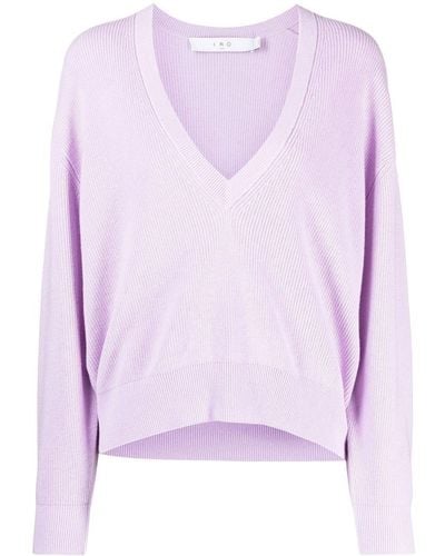 IRO V-neck Knitted Sweater - Purple
