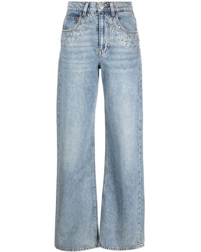 Maje Crystal-embellished Wide-leg Jeans - Blue