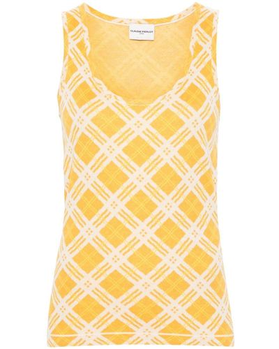 Claudie Pierlot Check-pattern Knitted Top - Yellow