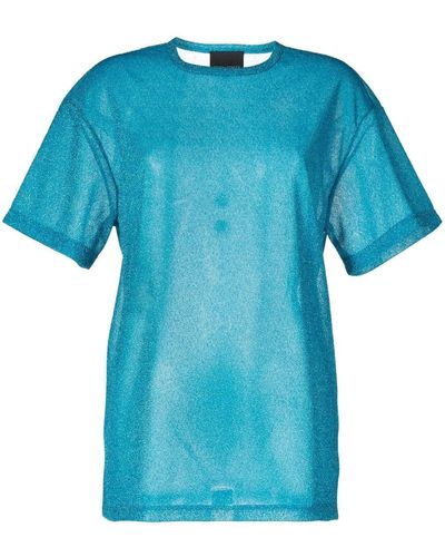 Cynthia Rowley T-shirt semi trasparente con effetto metallizzato - Blu