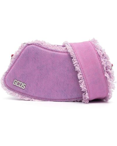 Gcds Comma Curved Denim Shoulder Bag - Purple