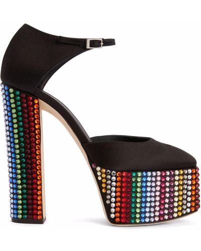Giuseppe Zanotti Bebe Strass Embellished Platform Court Shoes - Black