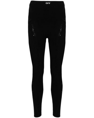 Off-White c/o Virgil Abloh Logo-waistband Perforated leggings - Black