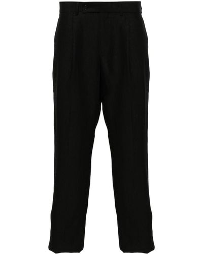 Caruso Linen Tailored Trousers - Black