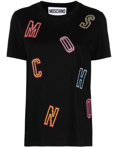 Moschino T-shirt à logo appliqué - Noir