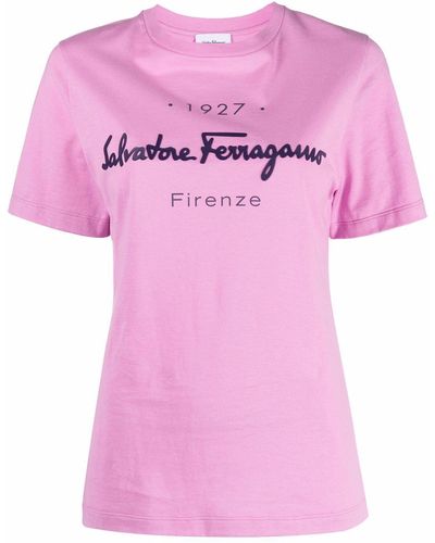 Ferragamo 1927 ロゴ Tシャツ - ピンク