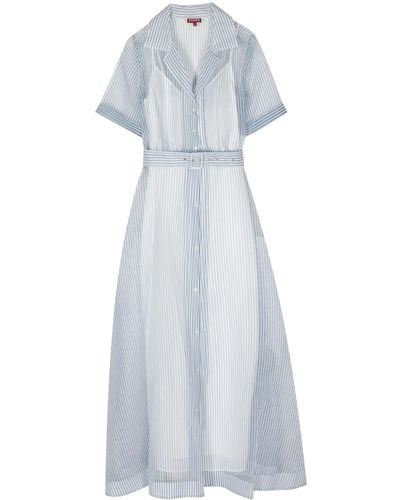 STAUD Millie Striped Organza Maxi Dress - Blue